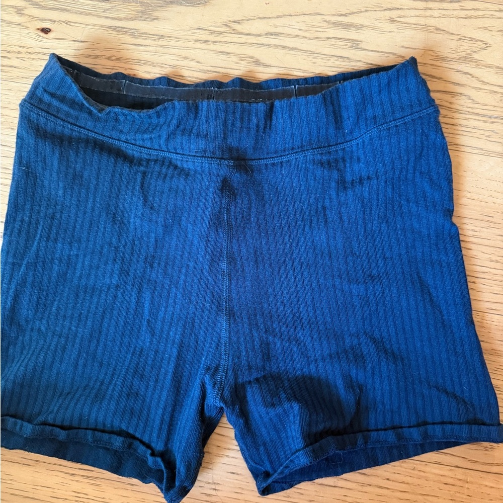 Good American Navy Ribbed Bike Shorts